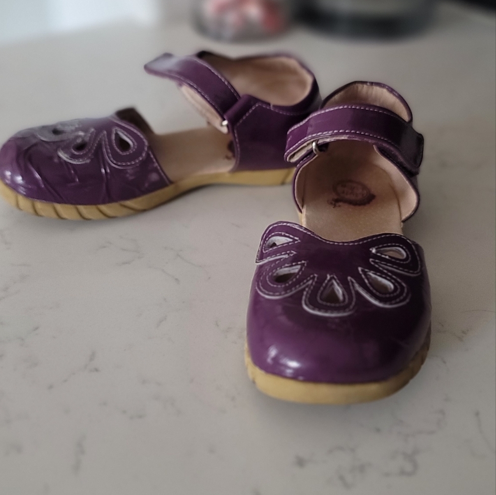 Livie And Lucs Purple Shoes with Decorative Rounded Toe And Single Velcro Strap